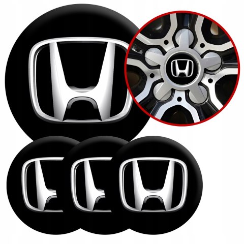 4 Emblematy Dekielki na Felgi Kołpaki Koła HONDA KOMPLET TOP 60mm