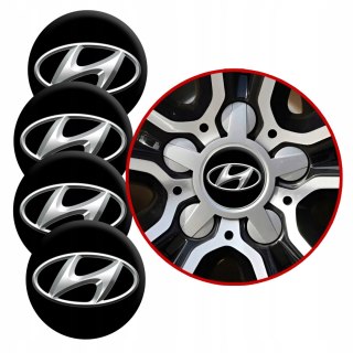 4 Emblematy Dekielki na Felgi Kołpaki Koła HYUNDAI KOMPLET TOP 60mm