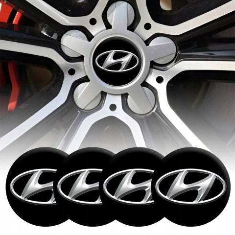 4 Emblematy Dekielki na Felgi Kołpaki Koła HYUNDAI KOMPLET TOP 60mm