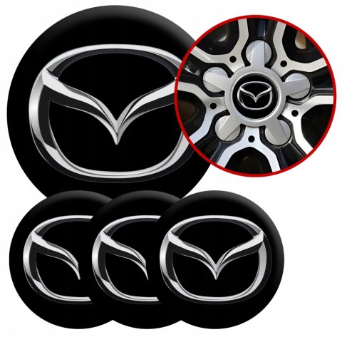 4 Emblematy Dekielki na Felgi Kołpaki Koła MAZDA KOMPLET TOP 56mm