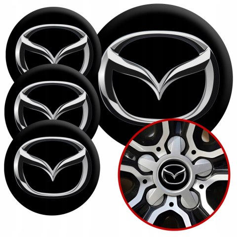 4 Emblematy Dekielki na Felgi Kołpaki Koła MAZDA KOMPLET TOP 56mm