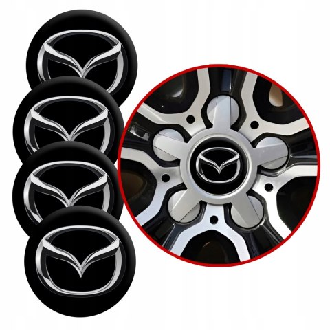 4 Emblematy Dekielki na Felgi Kołpaki Koła MAZDA KOMPLET TOP 56mm