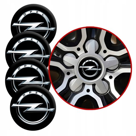 4 Emblematy Dekielki na Felgi Kołpaki Koła OPEL KOMPLET TOP 56mm