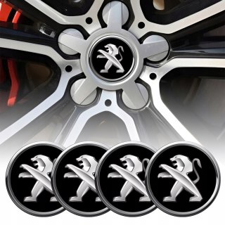 4 Emblematy Dekielki na Felgi Kołpaki Koła PEUGEOT KOMPLET TOP 53mm