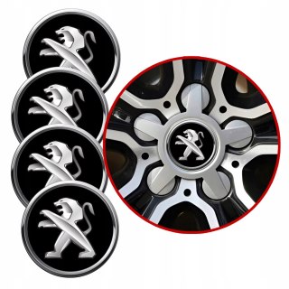 4 Emblematy Dekielki na Felgi Kołpaki Koła PEUGEOT KOMPLET TOP 60mm