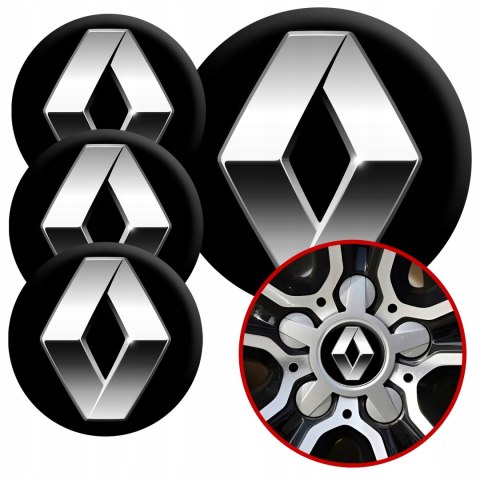4 Emblematy Dekielki na Felgi Kołpaki Koła RENAULT KOMPLET TOP 53mm