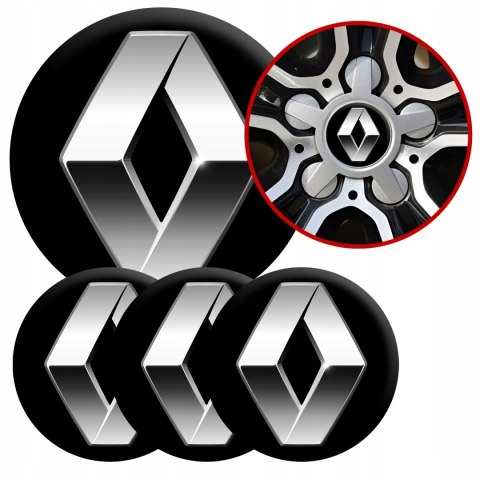 4 Emblematy Dekielki na Felgi Kołpaki Koła RENAULT KOMPLET TOP 60mm
