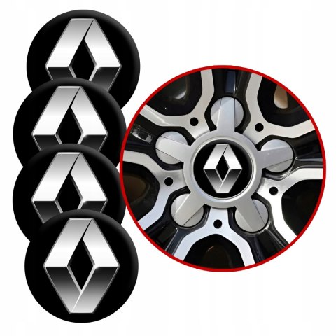 4 Emblematy Dekielki na Felgi Kołpaki Koła RENAULT KOMPLET TOP 60mm