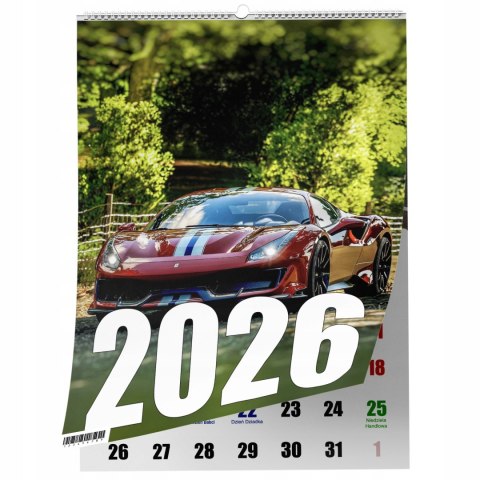 KALENDARZ FERARRI 13 ZDJĘĆ NA ŚCIANĘ A4 ŚWIĘTA NIEDZIELE HANDLOWE