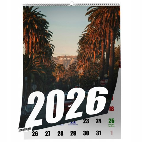KALENDARZ LOS ANGELES 13 ZDJĘĆ NA ŚCIANĘ A3 ŚWIĘTA NIEDZIELE HANDLOWE