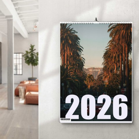 KALENDARZ LOS ANGELES 13 ZDJĘĆ NA ŚCIANĘ A4 ŚWIĘTA NIEDZIELE HANDLOWE