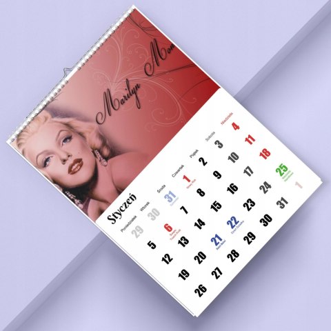 KALENDARZ MARYLIN MORNOE 13 ZDJĘĆ NA ŚCIANĘ A4 ŚWIĘTA NIEDZIELE HANDLOWE