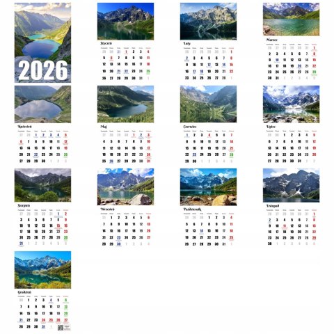 KALENDARZ MORSKIE OKO 13 ZDJĘĆ NA ŚCIANĘ A4 ŚWIĘTA NIEDZIELE HANDLOWE