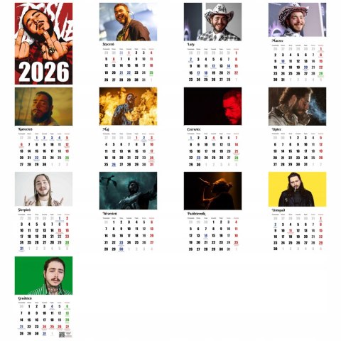 KALENDARZ POST MELON 13 ZDJĘĆ NA ŚCIANĘ A4 ŚWIĘTA NIEDZIELE HANDLOWE