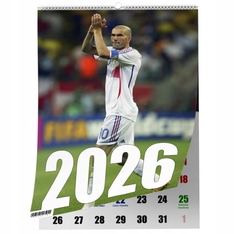 KALENDARZ ZINEDIN ZIDAN 13 ZDJĘĆ NA ŚCIANĘ A3 ŚWIĘTA NIEDZIELE HANDLOWE