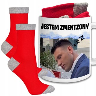 ŚWIĄTECZNY KUBEK I SKARPETKI ZESTAW NA PREZENT JESTEM ZMENTZONY MENTZEN