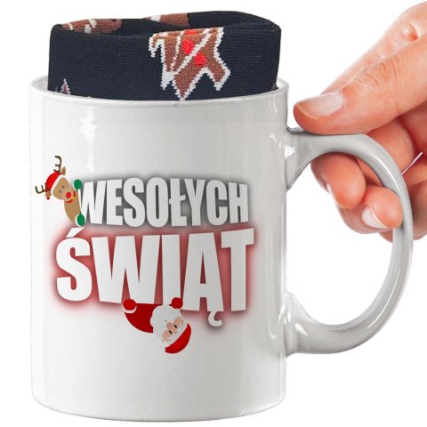 ŚWIĄTECZNY KUBEK I SKARPETKI ZESTAW NA PREZENT WZÓR PDM MIKOŁAJ 03