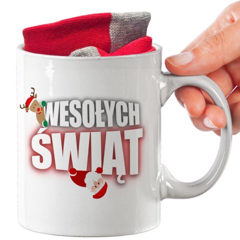 ŚWIĄTECZNY KUBEK I SKARPETKI ZESTAW NA PREZENT WZÓR PDM MIKOŁAJ 03