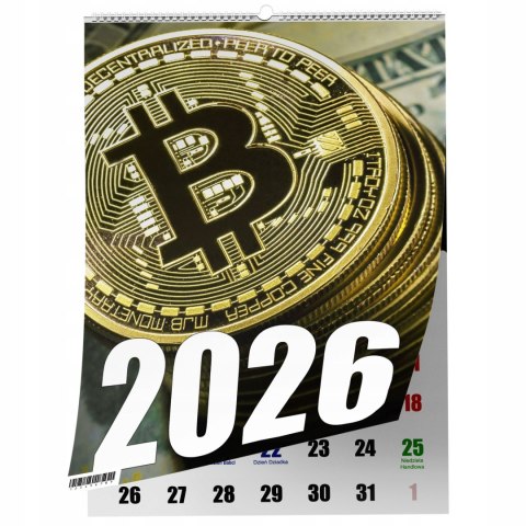 KALENDARZ BITCOIN 13 ZDJĘĆ NA ŚCIANĘ A4 ŚWIĘTA NIEDZIELE HANDLOWE