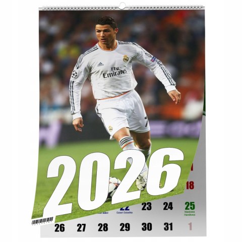 KALENDARZ CRISTIANO RONALDO 13 ZDJĘĆ NA ŚCIANĘ A3 ŚWIĘTA NIEDZIELE HANDLOWE