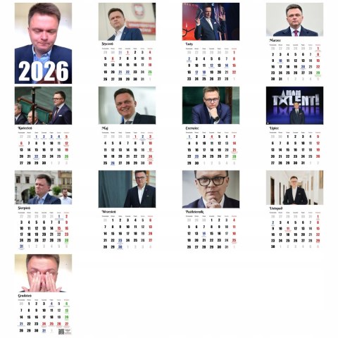 KALENDARZ HOŁOWNIA 13 ZDJĘĆ NA ŚCIANĘ A4 ŚWIĘTA NIEDZIELE HANDLOWE