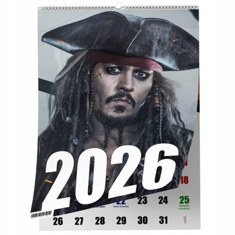 KALENDARZ JONNY DEEP 13 ZDJĘĆ NA ŚCIANĘ A3 ŚWIĘTA NIEDZIELE HANDLOWE
