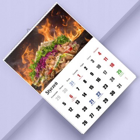 KALENDARZ KEBAB 13 ZDJĘĆ NA ŚCIANĘ A4 ŚWIĘTA NIEDZIELE HANDLOWE
