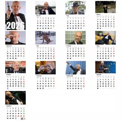 KALENDARZ KORWIN MIKKE 13 ZDJĘĆ NA ŚCIANĘ A3 ŚWIĘTA NIEDZIELE HANDLOWE