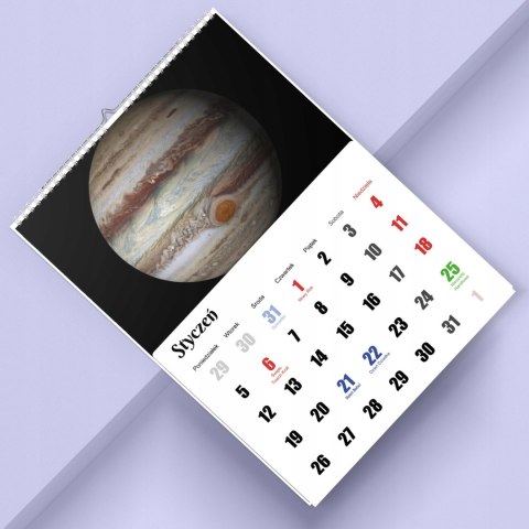 KALENDARZ PLANETY 13 ZDJĘĆ NA ŚCIANĘ A4 ŚWIĘTA NIEDZIELE HANDLOWE