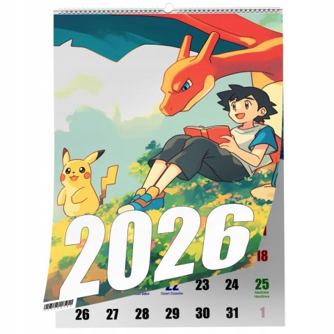KALENDARZ POKEMEN 13 ZDJĘĆ NA ŚCIANĘ A4 ŚWIĘTA NIEDZIELE HANDLOWE