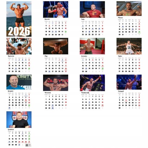 KALENDARZ PUDZIANOWSKI 13 ZDJĘĆ NA ŚCIANĘ A4 ŚWIĘTA NIEDZIELE HANDLOWE