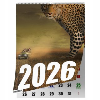 KALENDARZ SAFARI 13 ZDJĘĆ NA ŚCIANĘ A4 ŚWIĘTA NIEDZIELE HANDLOWE