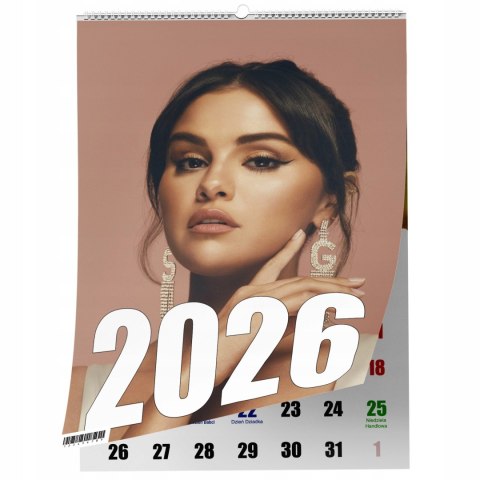 KALENDARZ SELENA GÓMES 13 ZDJĘĆ NA ŚCIANĘ A3 ŚWIĘTA NIEDZIELE HANDLOWE
