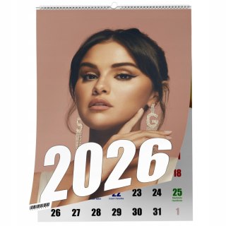 KALENDARZ SELENA GÓMES 13 ZDJĘĆ NA ŚCIANĘ A4 ŚWIĘTA NIEDZIELE HANDLOWE