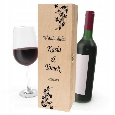 Drewniana skrzynka na wino - IDEALNY PREZENT na każdą okazję! NA ŚLUB 14