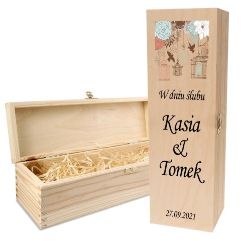 Drewniana skrzynka na wino - IDEALNY PREZENT na każdą okazję! NA ŚLUB 23