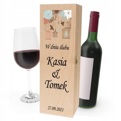Drewniana skrzynka na wino - IDEALNY PREZENT na każdą okazję! NA ŚLUB 23