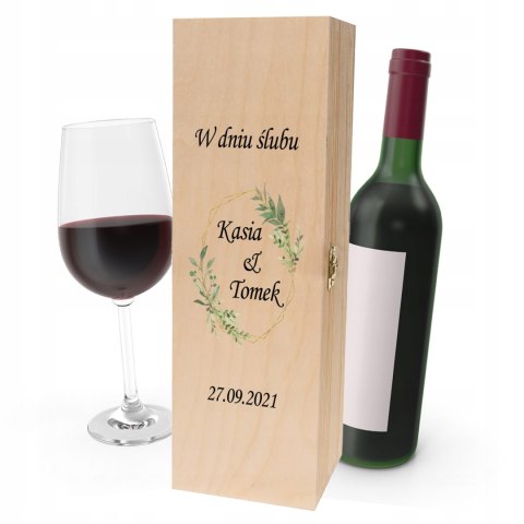 Drewniana skrzynka na wino - IDEALNY PREZENT na każdą okazję! NA ŚLUB 24
