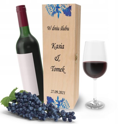 Drewniana skrzynka na wino - IDEALNY PREZENT na każdą okazję! NA ŚLUB 26
