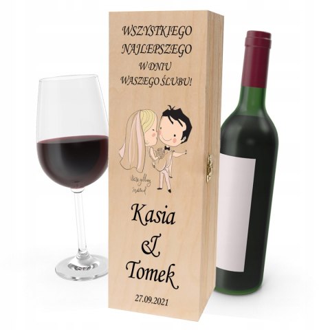 Drewniana skrzynka na wino - IDEALNY PREZENT na każdą okazję! NA ŚLUB 31
