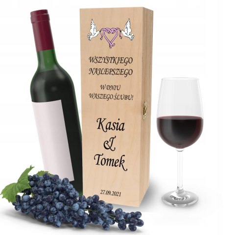 Drewniana skrzynka na wino - IDEALNY PREZENT na każdą okazję! NA ŚLUB 32