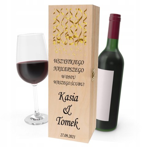 Drewniana skrzynka na wino - IDEALNY PREZENT na każdą okazję! NA ŚLUB 33