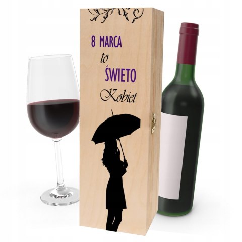 Drewniana skrzynka na wino PREZENT na każdą okazję PDM DZIEŃ KOBIET 20