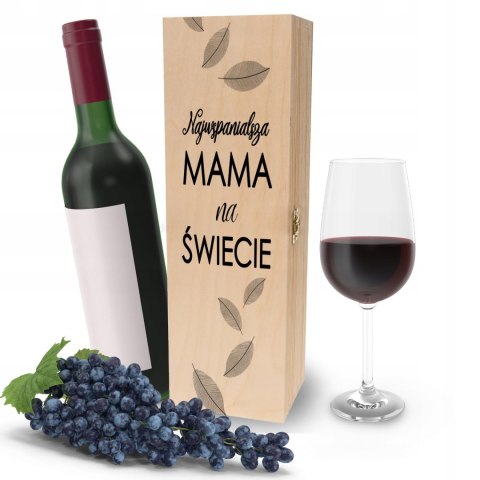 Drewniana skrzynka na wino PREZENT na każdą okazję PDM DZIEŃ MAMY 14