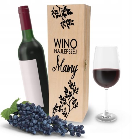 Drewniana skrzynka na wino PREZENT na każdą okazję PDM DZIEŃ MAMY 15