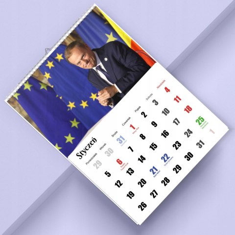 KALENDARZ POLITYCY 13 ZDJĘĆ NA ŚCIANĘ A4 ŚWIĘTA NIEDZIELE HANDLOWE